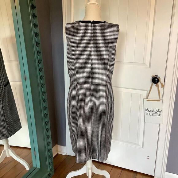 Talbot's Black and White Houndstooth Sleeveless Dress with Bow Detail - Picture 4 of 6